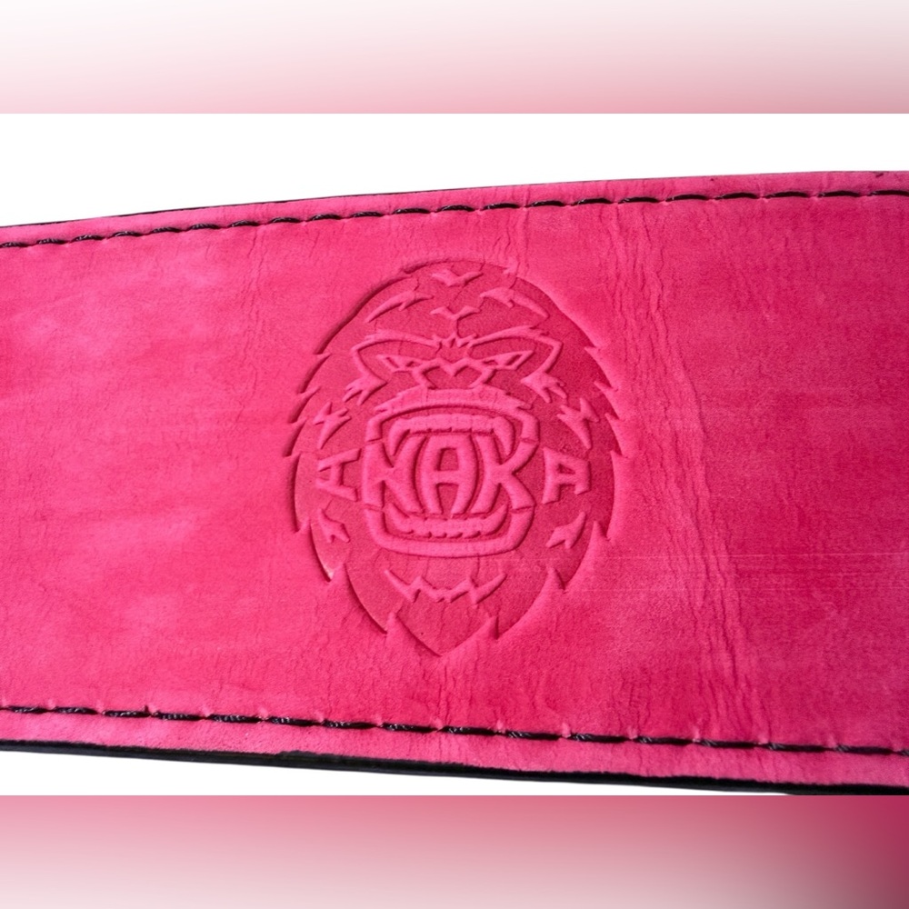 Inaka Power 10mm Magenta Leather Weightlifting Belt with Embossed Logo, size M - Picture 12 of 14